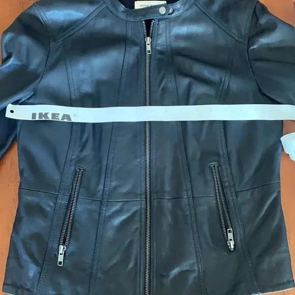 🛵 Genuine vintage leather moto jacket Naf Naf Paris 🇫🇷biker jacket size M - Picture 6 of 14